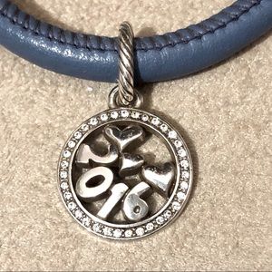 🆕 Brighton 2016 round charm Silver Crystal accents Hearts Pierced design Retired